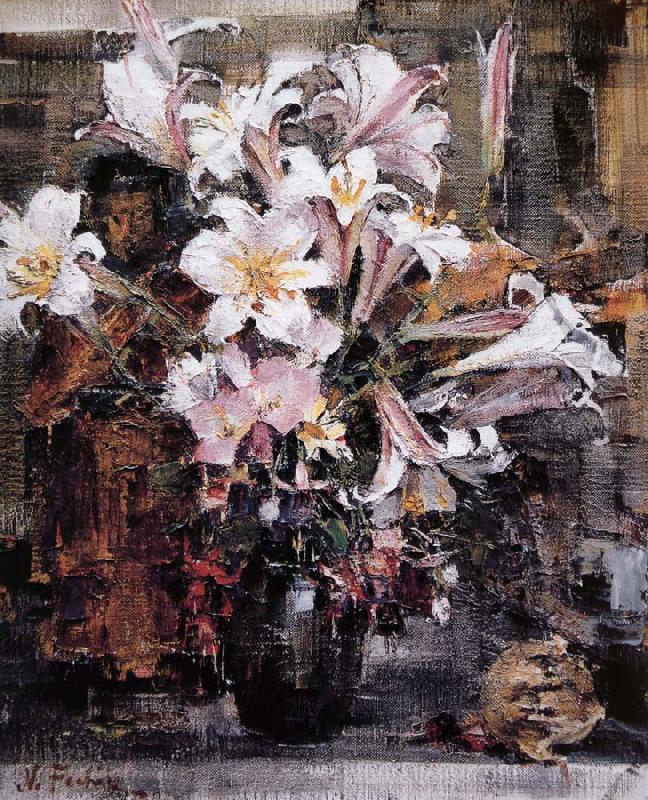Nikolay Fechin Daisy and  lily oil painting picture
